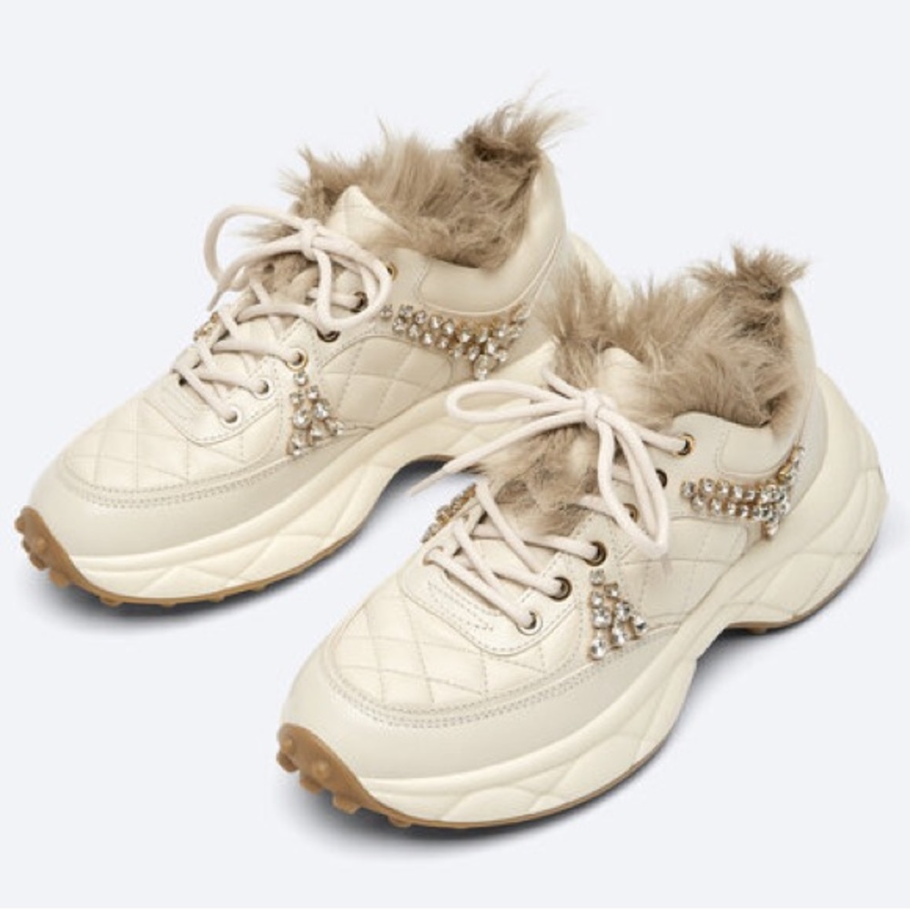 Uterque Leather & Fur Trainer Sneakers